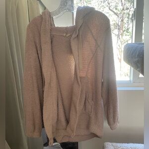 Free people light pink fleece jacket